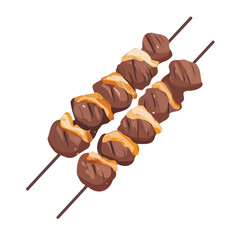 Minimal flat vector of a Lamb Kebabs, 2D icon-style illustration on white background