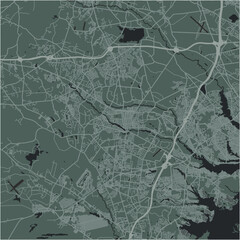 Map of Lakewood in New Jersey in a smooth dark style. Contains layered vector with roads water, parks, etc.