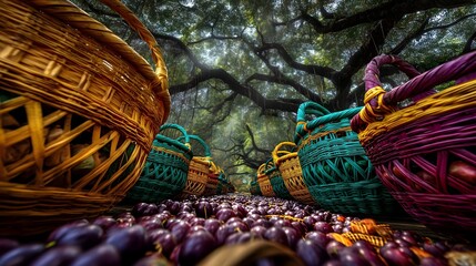Ground level mangosteen harvest scene