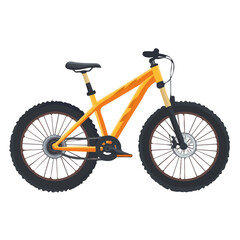 Fototapeta premium 2D flat vector illustration of a Mountain Bike in icon style, isolated on white background