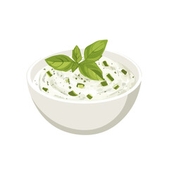 Flat 2D Tzatziki illustration, vector graphic in icon style, on white background