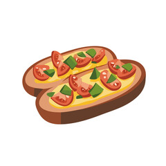 Flat 2D Molletes illustration, vector graphic in icon style, on white background