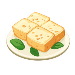 Flat 2D Tempeh illustration, vector graphic in icon style, on white background