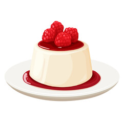 Panna Cotta, flat style 2D vector image, isolated on a white background