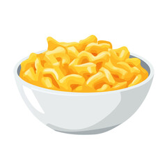 2D flat vector illustration of a Mac And Cheese in icon style, isolated on white background