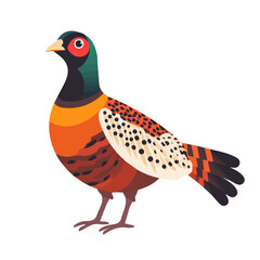 2D flat vector illustration of a Pheasant in icon style, isolated on white background