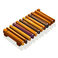 Flat 2D Marimba Bars illustration, vector graphic in icon style, on white background