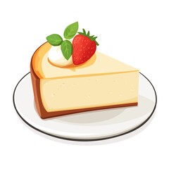 2D flat vector illustration of a Ricotta Cheesecake in icon style, isolated on white background