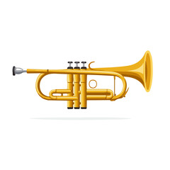 Fototapeta premium Trumpet Mouthpiece, flat style 2D vector image, isolated on a white background