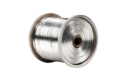 Rolled metallic wire coil on a spool