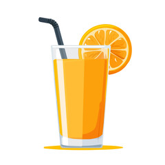 Orange Juice, flat style 2D vector image, isolated on a white background