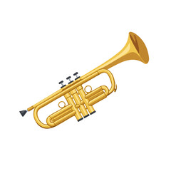 Obraz premium Flat 2D Trumpet illustration, vector graphic in icon style, on white background