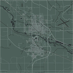 Obraz premium Map of Scottsbluff in Nebraska in a smooth dark style. Contains layered vector with roads water, parks, etc.