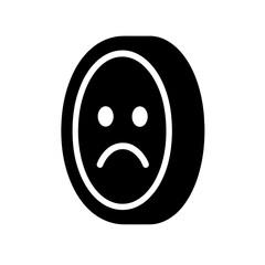 Fototapeta premium Sad coin in solid style symbolizing economic decline and money loss