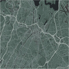 Map of White Plains in New York in a smooth dark style. Contains layered vector with roads water, parks, etc.