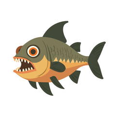Piranha, flat style 2D vector image, isolated on a white background