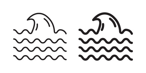 Wave icon, outline style icon for web site or mobile app, vector graphics