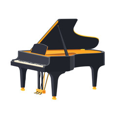 Piano Lid, flat style 2D vector image, isolated on a white background