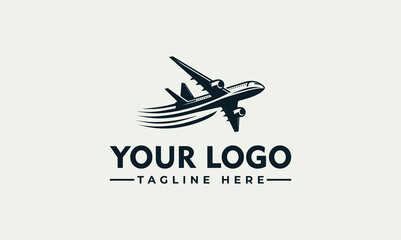 Silhouette of a jet plane in flight, a logo design template.