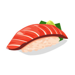 Flat 2D Sashimi illustration, vector graphic in icon style, on white background