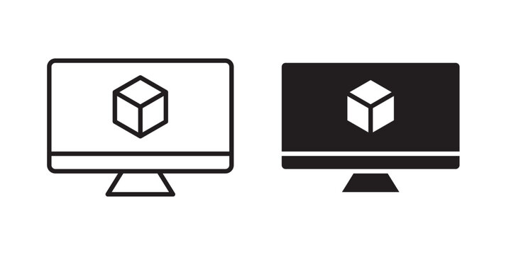 Virtual machine icon, outline style icon for web site or mobile app, vector graphics