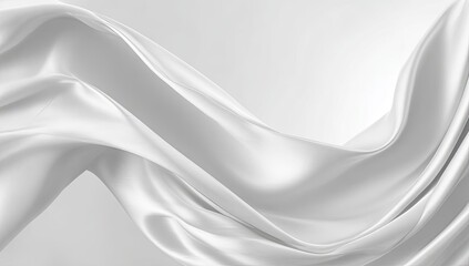 Smooth, flowing white fabric drapes elegantly against a light gray backdrop