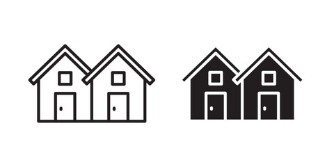 Terraced Houses icon, outline style icon for web site or mobile app, vector graphics