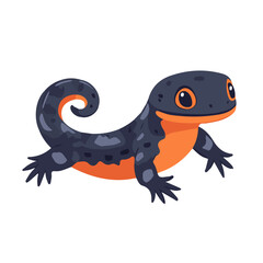 Salamander, flat style 2D vector image, isolated on a white background