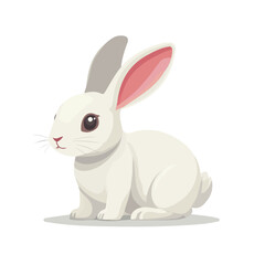Minimal flat vector of a Rabbit, 2D icon-style illustration on white background