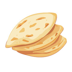Minimal flat vector of a Pita Bread, 2D icon-style illustration on white background