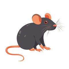 2D flat vector illustration of a Rat in icon style, isolated on white background