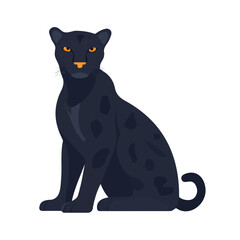 Minimal flat vector of a Panther, 2D icon-style illustration on white background