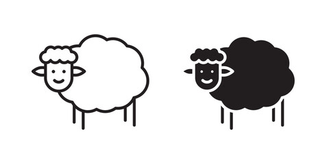 Sheep icon, outline style icon for web site or mobile app, vector graphics