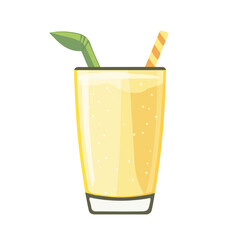 Flat 2D Lassi illustration, vector graphic in icon style, on white background
