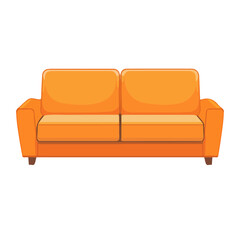 Modern Sofa, flat style 2D vector image, isolated on a white background