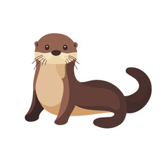 Minimal flat vector of a Otter, 2D icon-style illustration on white background