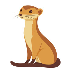 Weasel, flat style 2D vector image, isolated on a white background