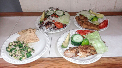 diverse dishes of lionfish (pterois volitans) cooking presentation