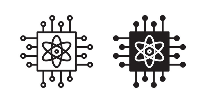 Quantum computing icon, outline style icon for web site or mobile app, vector graphics