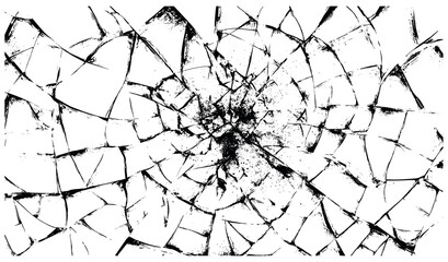 Vintage broken glass texture with grunge punk cracks and shattered overlay effect for album cover or damaged wallpaper. Vector shattered window illustration, fractured windscreen smash