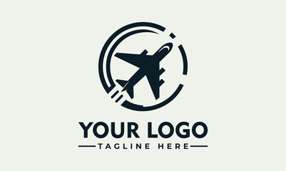 Sleek airplane logo design within concentric circles, representing travel and flight.