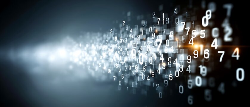 Digital matrix displaying flowing numeric data virtual environment abstract graphics tech concept