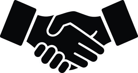 Handshake Solid Black Icon - Deal, Partnership, Trust, and Business Agreement Symbol Vector