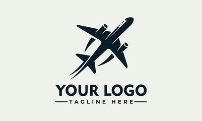 A stylized black airplane logo soaring through the air, ready for travel.