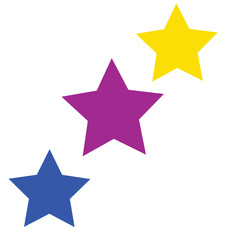 Obraz premium Three colorful stars arranged diagonally on a Vector illustration of white background shape symbol