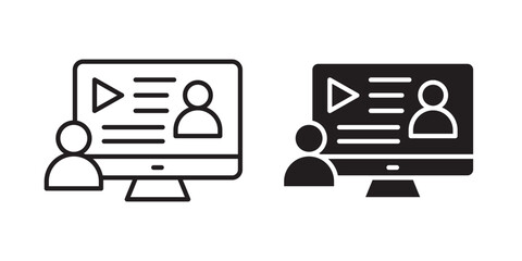 Online course icon, outline style icon for web site or mobile app, vector graphics