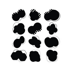 Trendy Black Geometric Liquid Shapes for Web and Graphic design.