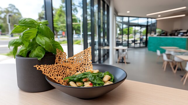 Savoring gourmet butter and sage gnocchi chic dining space culinary art focus close-up photography modern presentation