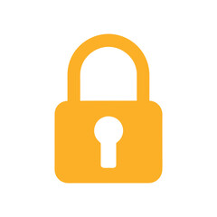 Minimal lock symbol in closed position for safety concept and smart lock tech art