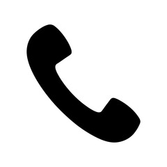 Classic phone receiver in silhouette style for call center and communication icon